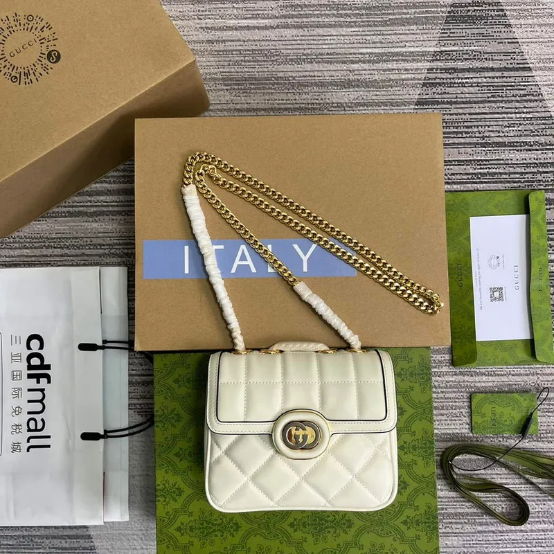 Gucci 741457 Gucci Deco mini ramenní taška Bílá