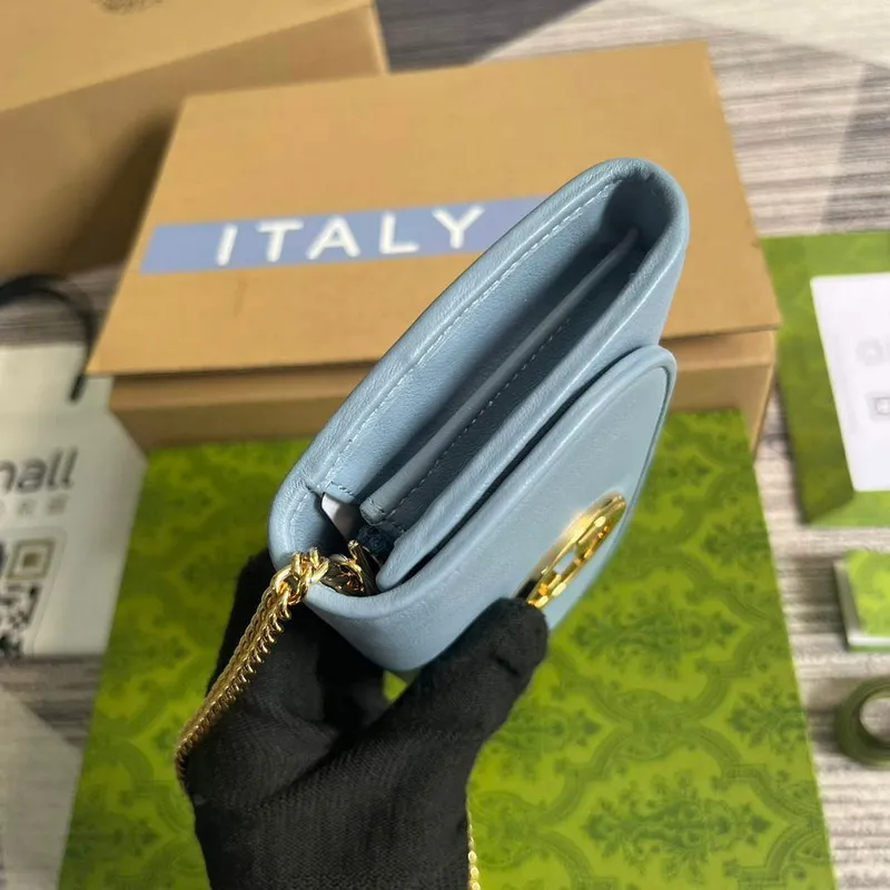 Gucci 725215 Gucci Blondie kontinentální řetízková peněženka Světle modrá