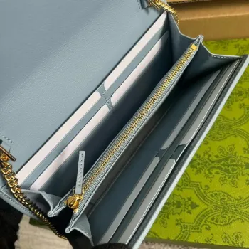 Gucci 725215 Gucci Blondie kontinentální řetízková peněženka Světle modrá