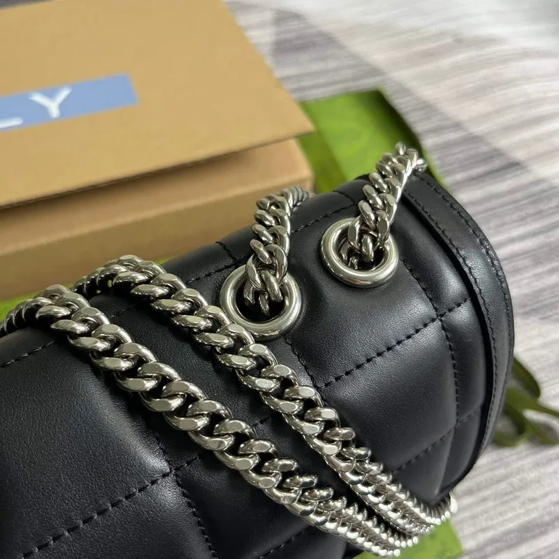 Gucci 740834 Gucci Deco Malá Ramenní Taška Černá