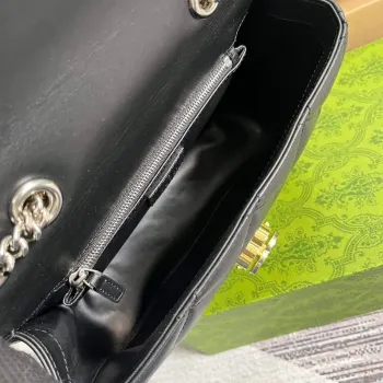 Gucci 740834 Gucci Deco Malá Ramenní Taška Černá