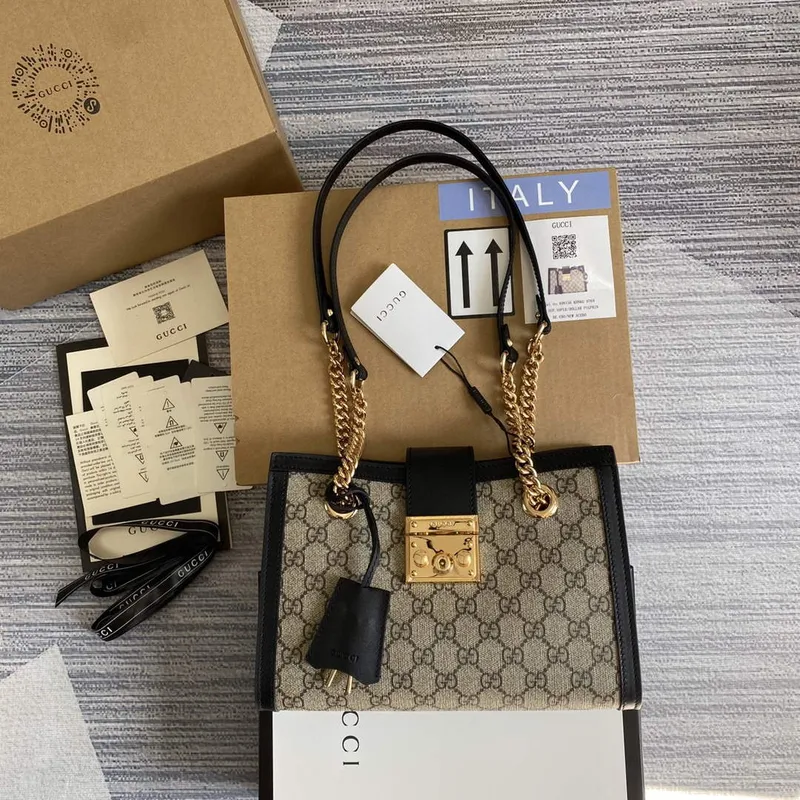 Gucci 498156 Padlock GG Malá Ramenní Taška Černá