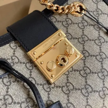 Gucci 498156 Padlock GG Malá Ramenní Taška Černá