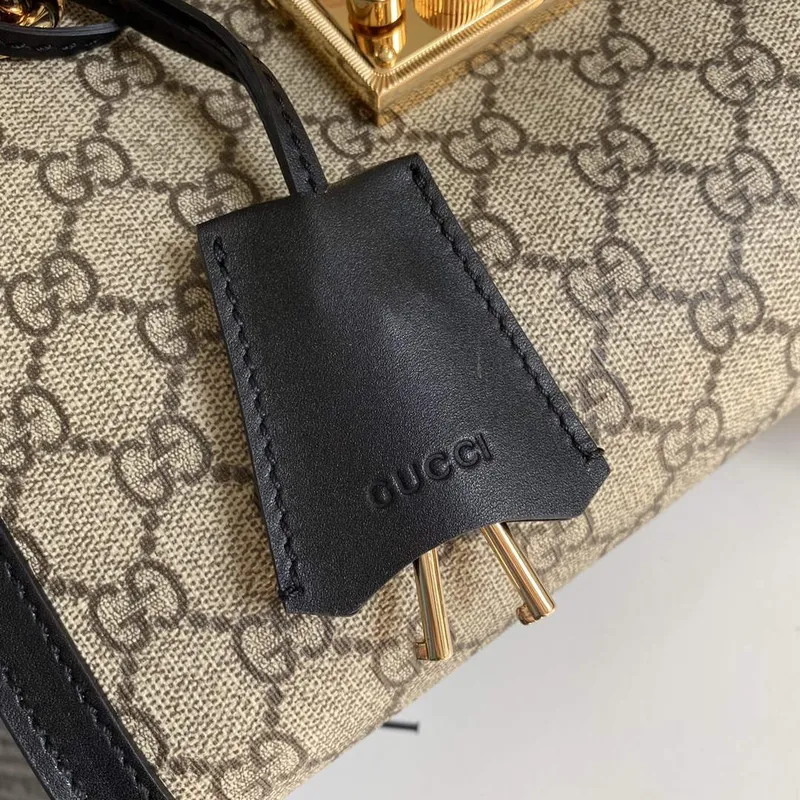 Gucci 498156 Padlock GG Malá Ramenní Taška Černá