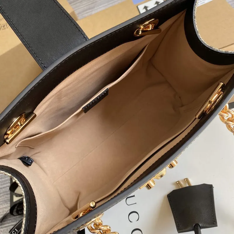 Gucci 498156 Padlock GG Malá Ramenní Taška Černá