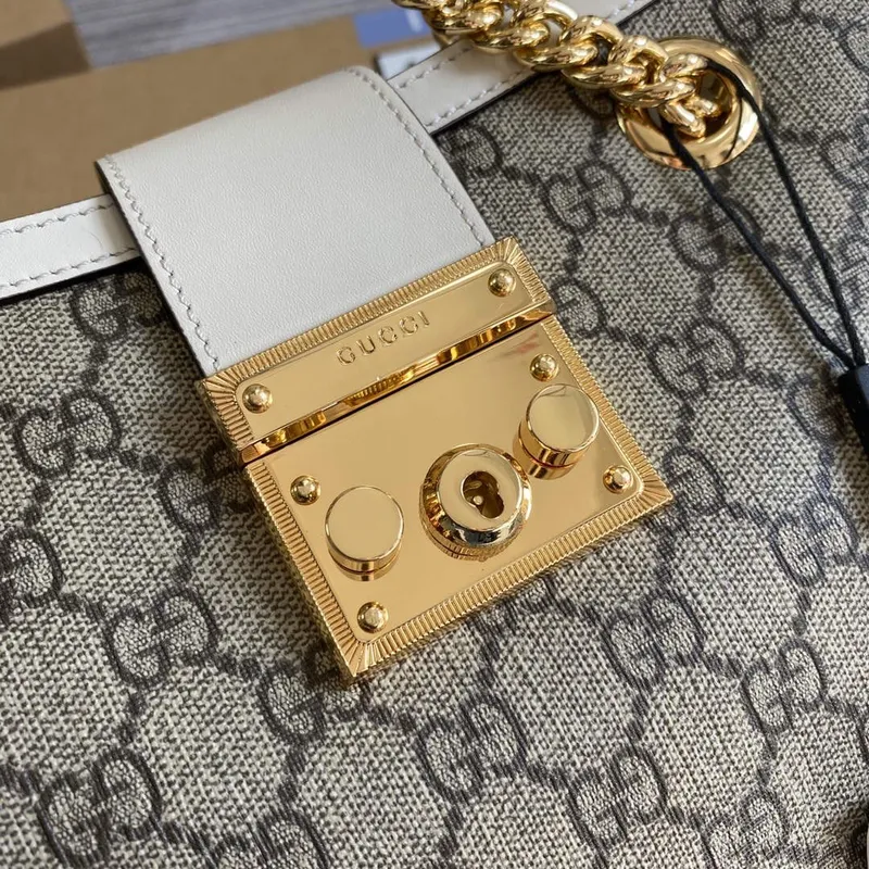 Gucci 498156 Padlock GG Malá Kapsička na Rameno Bílá