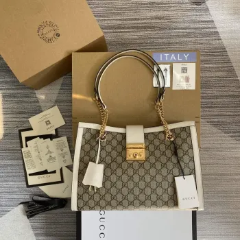 Gucci 479197 Padlock Střední GG Kabelka přes rameno Bílá