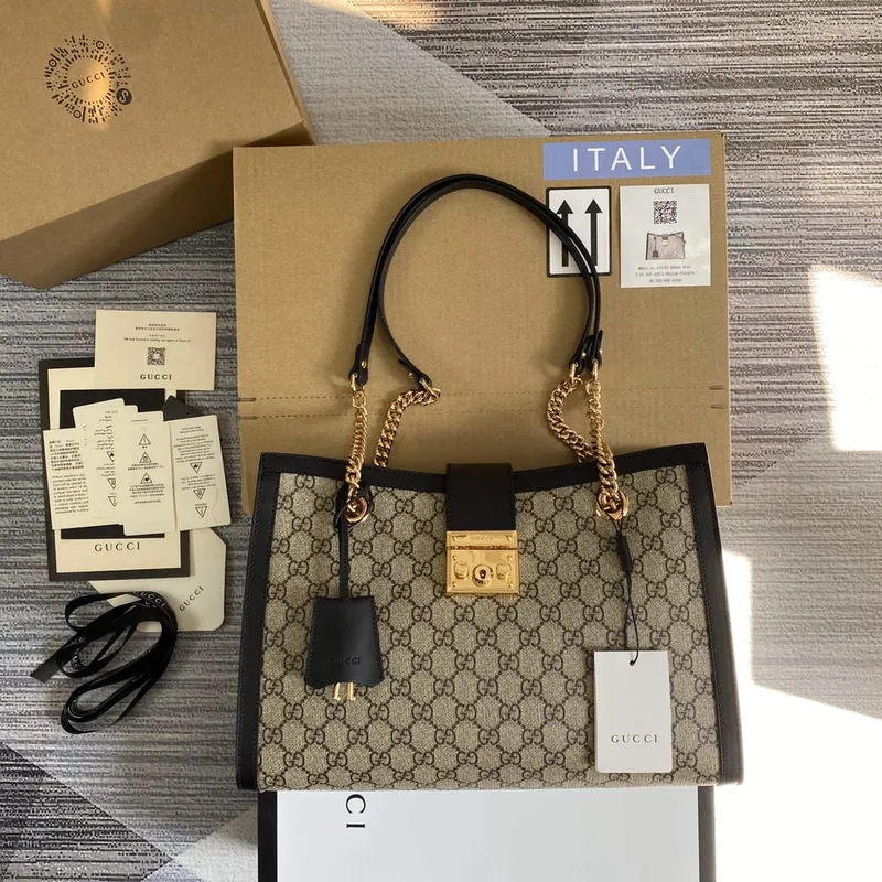 Gucci 479197 Padlock Střední GG Kabelka přes rameno Černá
