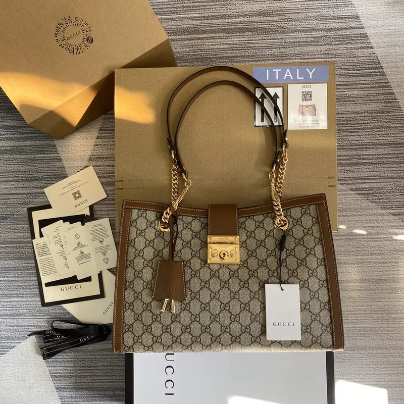 Gucci 479197 Padlock Střední GG Kabelka přes rameno Hnědá