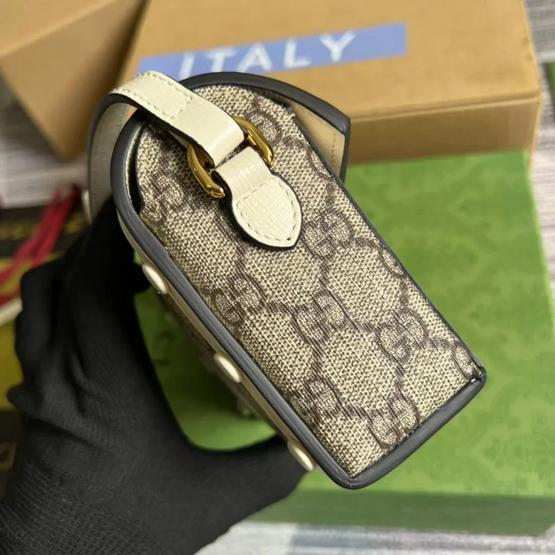 Gucci 699296 Gucci Horsebit 1955 mini taška Bílá