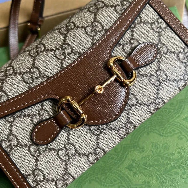 Gucci 699296 Gucci Horsebit 1955 mini taška Hnědá
