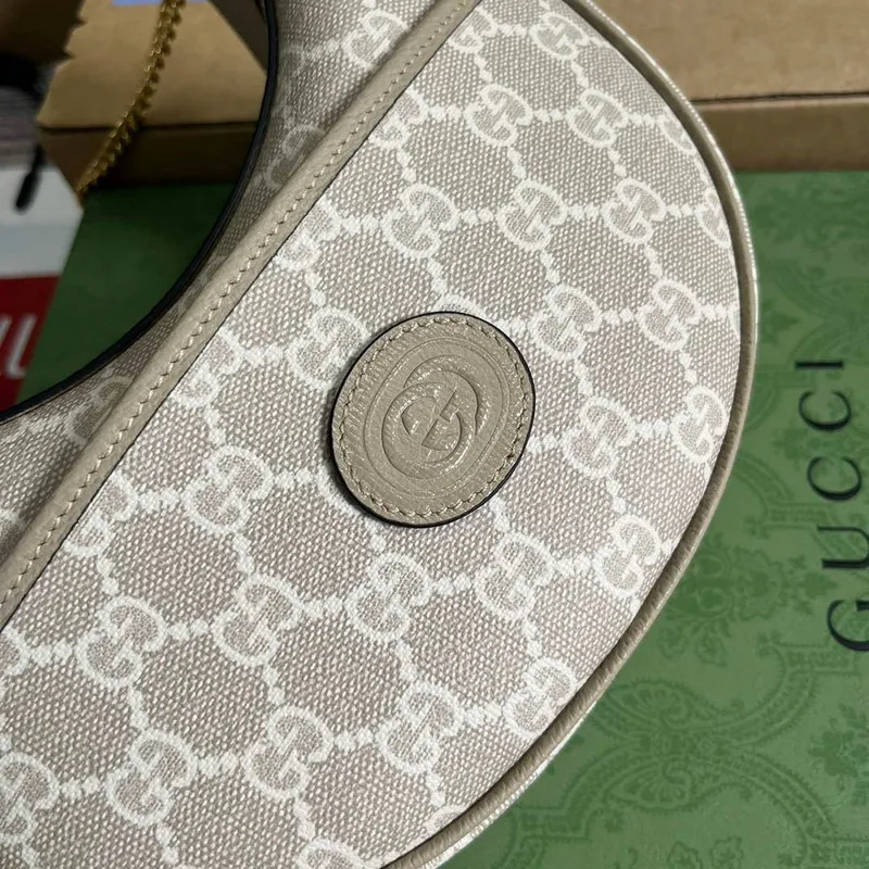 Gucci 726843 GG mini taška ve tvaru půlměsíce Ovesná