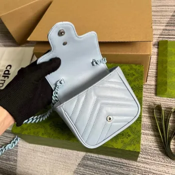 Gucci 739599 GG Marmont Pásková taška Světle modrá