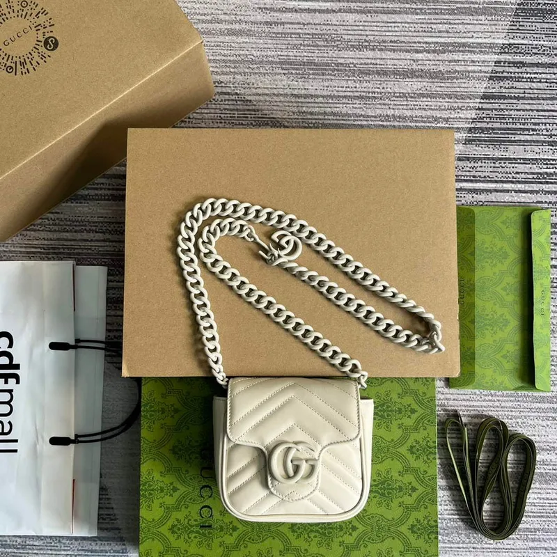 Gucci 739599 GG Marmont Pásková Taška Bílá