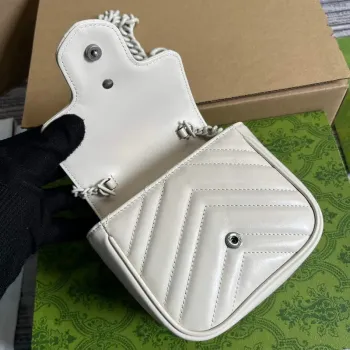 Gucci 739599 GG Marmont Pásková Taška Bílá