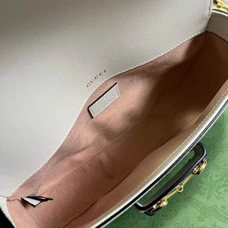 Gucci 735178 Gucci Horsebit 1955 kabelka přes rameno Hnědá bílá