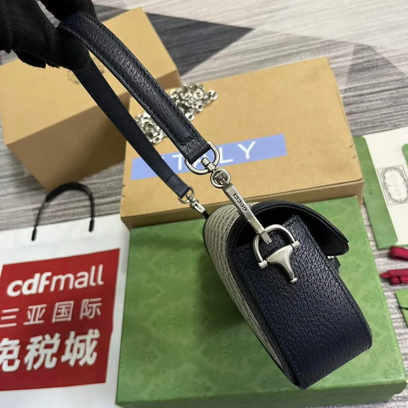 Gucci 735178 Gucci Horsebit 1955 malá kabelka přes rameno námořnická modrá