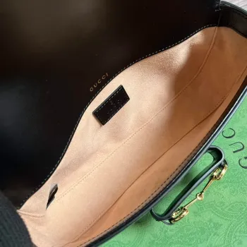 Gucci 735178 Gucci Horsebit 1955 malá kabelka přes rameno Černá