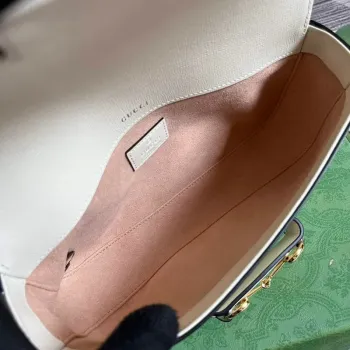 Gucci 735178 Gucci Horsebit 1955 malá kabelka přes rameno Bílá