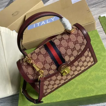 Gucci 651055 Ophidia GG malá kabelka s horním uchopem vínově červená