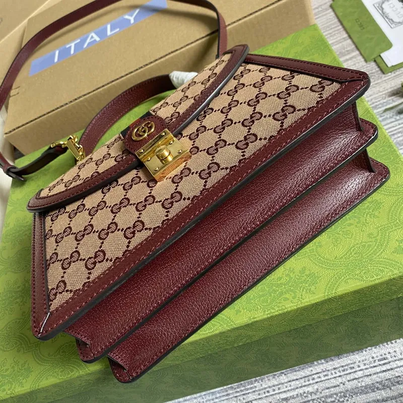 Gucci 651055 Ophidia GG malá kabelka s horním uchopem vínově červená
