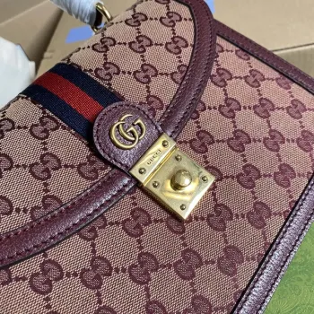 Gucci 651055 Ophidia GG malá kabelka s horním uchopem vínově červená
