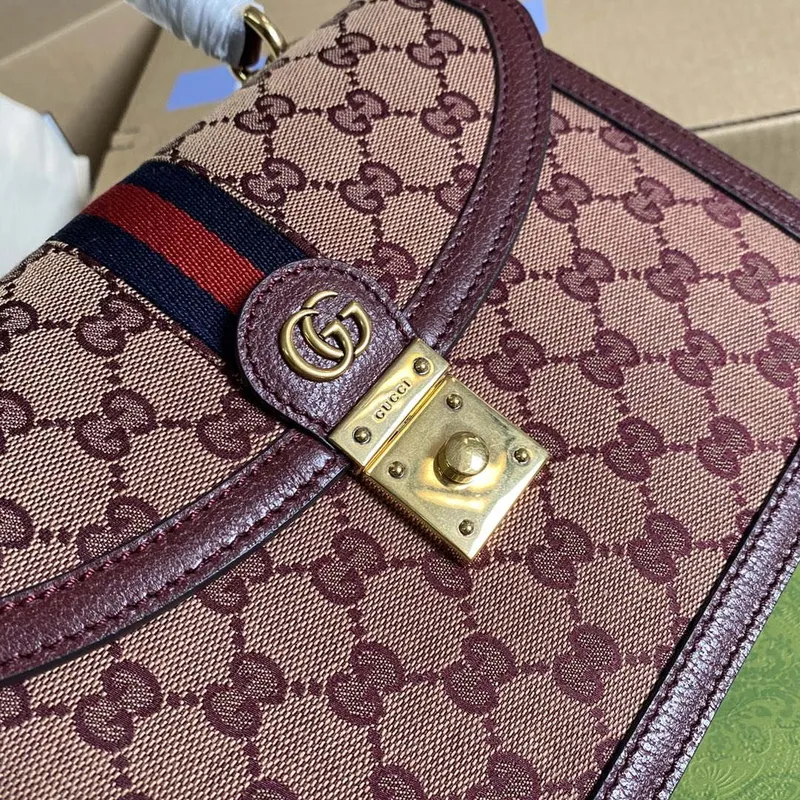Gucci 651055 Ophidia GG malá kabelka s horním uchopem vínově červená