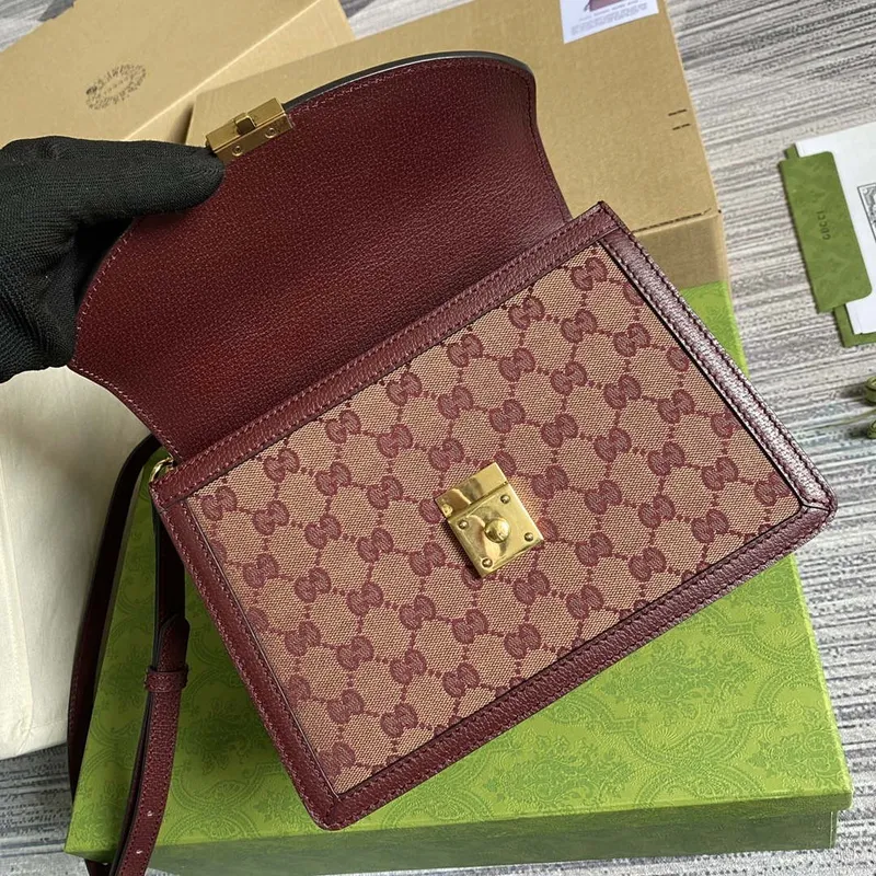 Gucci 651055 Ophidia GG malá kabelka s horním uchopem vínově červená