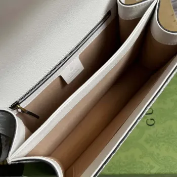 Gucci 651055 Ophidia GG malá kabelka s horním uchopem z krokodýlí kůže bílá