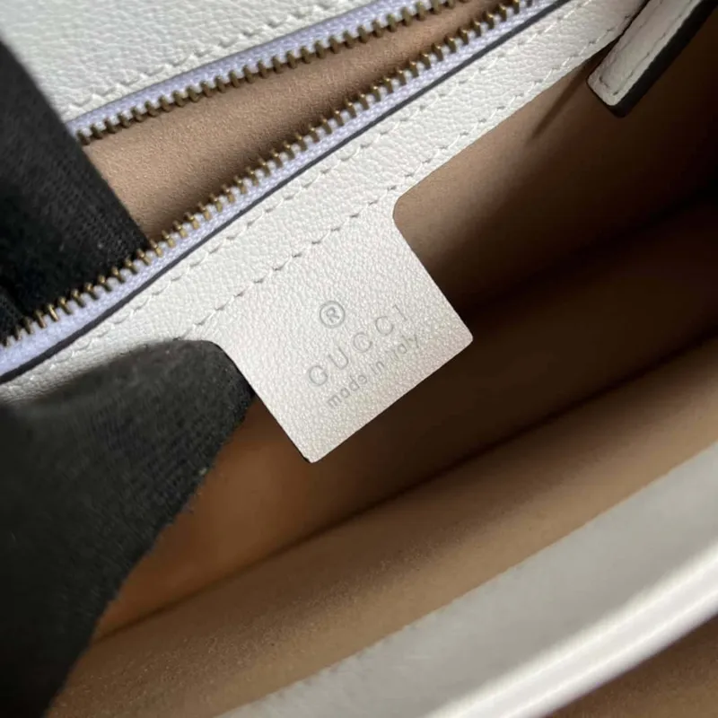 Gucci 651055 Ophidia GG malá kabelka s horním uchopem z krokodýlí kůže bílá