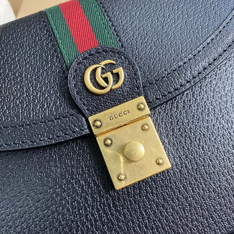 Gucci 651055 Ophidia GG malá kabelka s horním uchopem z kůže černá