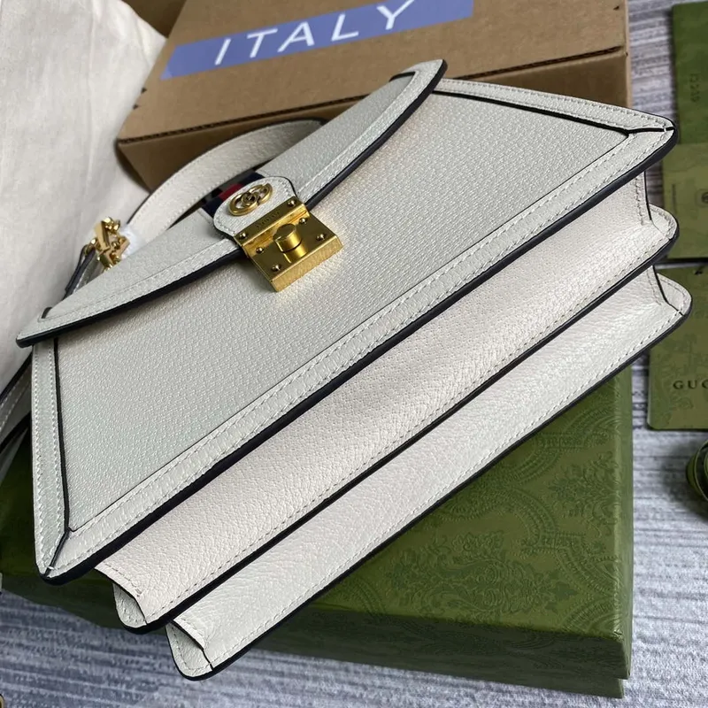 Gucci 651055 Ophidia GG malá kabelka s horním uchopem z kůže bílá