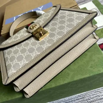 Gucci Ophidia GG malá kabelka s horním držadlem 651055 Béžová a bílá