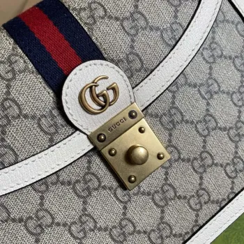 Gucci Ophidia GG malá kabelka s horním držadlem 651055 Béžová a bílá