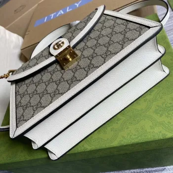 Gucci Ophidia GG malá kabelka s horním držadlem 651055 Béžová a bílá