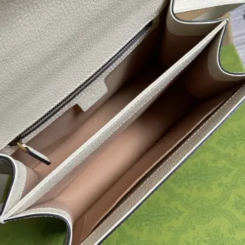 Gucci Ophidia GG malá kabelka s horním držadlem 651055 Béžová a bílá