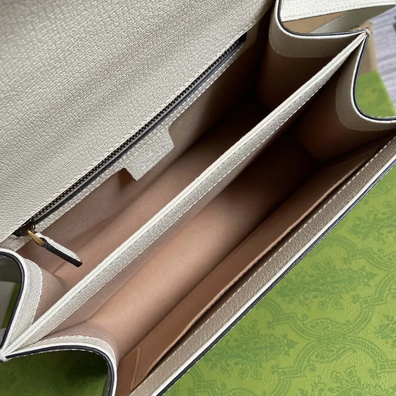 Gucci Ophidia GG malá kabelka s horním držadlem 651055 Béžová a bílá