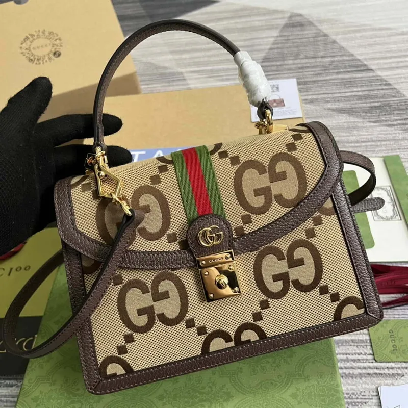 Gucci 651055 Ophidia GG malá kabelka s horním uchopem Camel a banánová