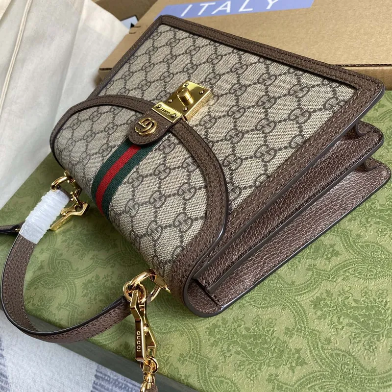 Gucci 651055 Ophidia GG malá kabelka s horním uchopem béžová a ebenová