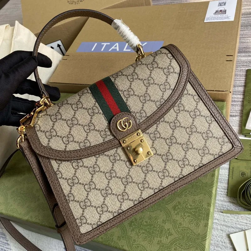 Gucci 651055 Ophidia GG malá kabelka s horním uchopem béžová a ebenová