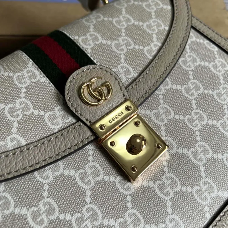 Gucci 651055 Ophidia GG malá kabelka s horním uchopem béžová a ebenová