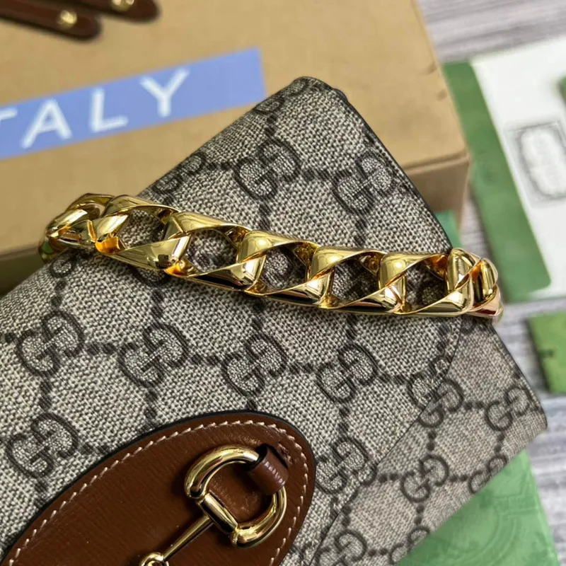 Gucci 724713 Gucci Horsebit 1955 mini taška béžová a hnědá