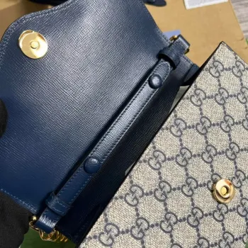 Gucci 724713 Gucci Horsebit 1955 mini taška béžová a modrá