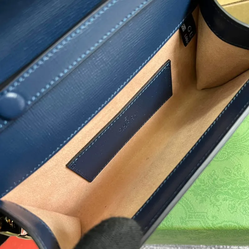 Gucci 724713 Gucci Horsebit 1955 mini taška béžová a modrá