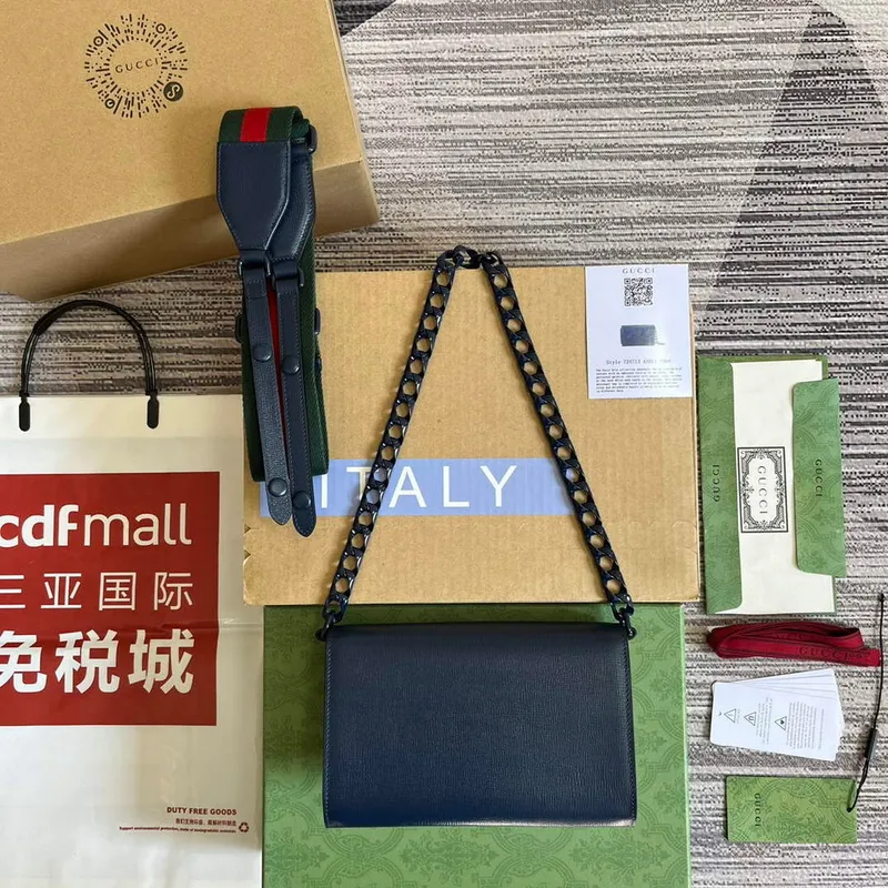 Gucci 724713 Gucci Horsebit 1955 mini taška Modrá