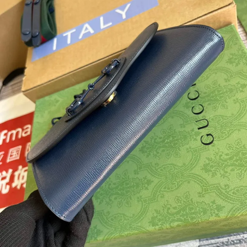 Gucci 724713 Gucci Horsebit 1955 mini taška Modrá