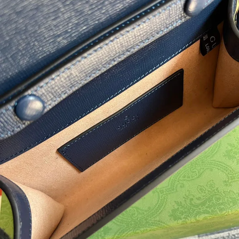 Gucci 724713 Gucci Horsebit 1955 mini taška Modrá