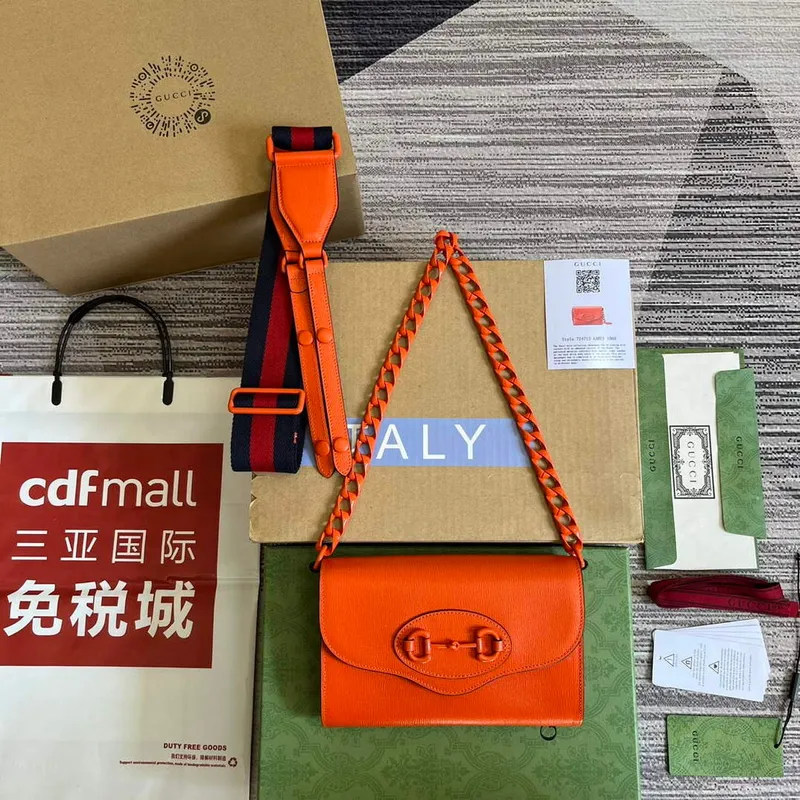 Gucci 724713 Gucci Horsebit 1955 mini taška Oranžová