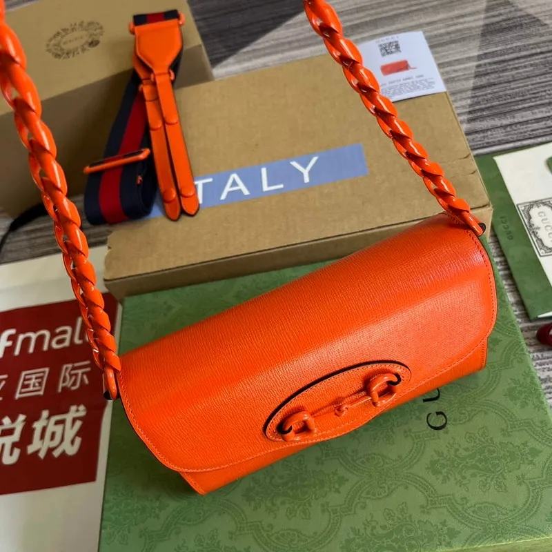 Gucci 724713 Gucci Horsebit 1955 mini taška Oranžová