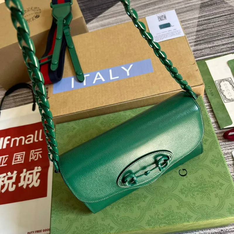 Gucci 724713 Gucci Horsebit 1955 mini taška Zelená